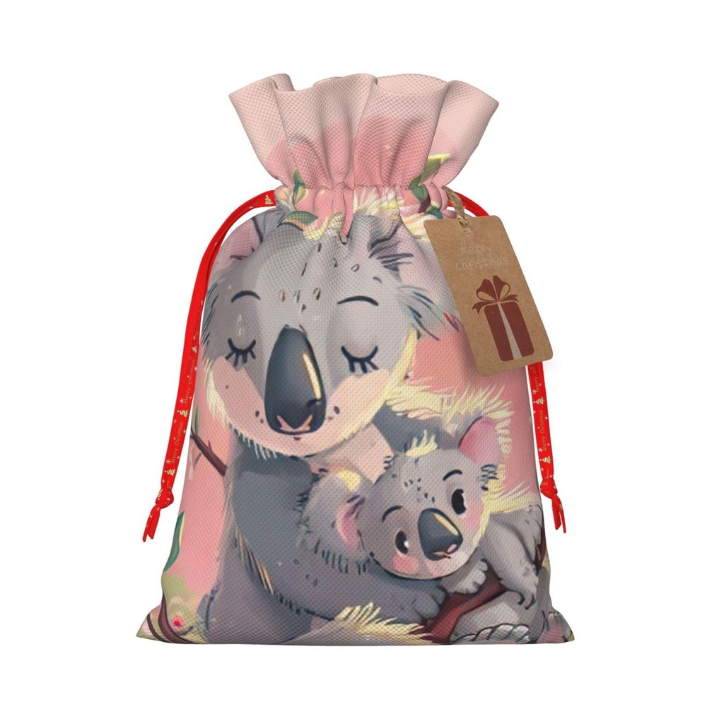 AOLXDE Koala Bear Drawstring Christmas Gift Bags Gift Packaging Pouches Party Supplies Goodie Bags Bag, Black