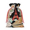 AOLXDE Paris Eiffel Tower Drawstring Christmas Gift Bags Gift Packaging Pouches Party Supplies Goodie Bags Bag view 2