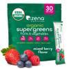 Zena Nutrition Organic Super Greens Powder, 70+ Superfoods, 0 Sugar, 3g Fiber, Spirulina, Chlorella, Mushrooms, Prebiotics/Probiotics, Digestive Enzymes, Gut Health, Mixed Berry, 30 Drink Mix Packets view 1