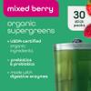 Zena Nutrition Organic Super Greens Powder, 70+ Superfoods, 0 Sugar, 3g Fiber, Spirulina, Chlorella, Mushrooms, Prebiotics/Probiotics, Digestive Enzymes, Gut Health, Mixed Berry, 30 Drink Mix Packets view 3