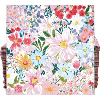 100 Pcs Spring Flower Blooms Cocktail Beverage Napkins Flowers Blossom Disposable Paper Dessert Napkin for Summer Spring Birthday Party Supplies Decor