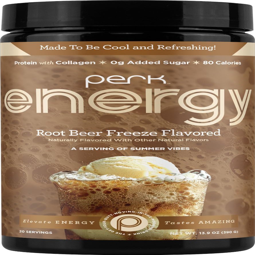 Perk Energy Original Root Beer Freeze Flavored (20 Servings) - Gluten Free, Soy Free and Peanut Free