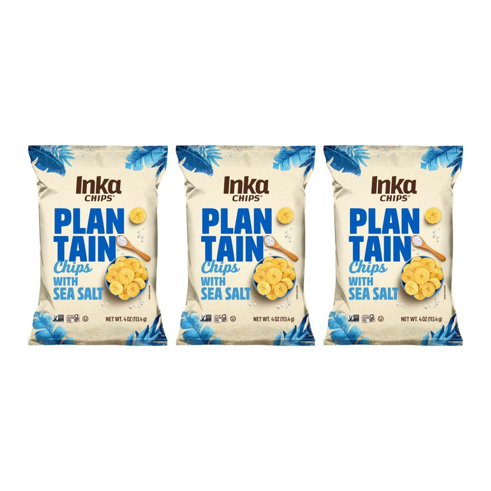 Inka Crops Inka Chips, Seasalt Plantain Chips, 4 Ounce (Pack of 3)