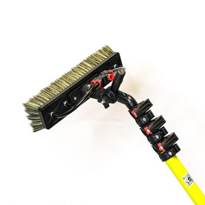 Tucker- Junior Water Fed Pole System - 15 Foot Carbon Fiber and Fiberglass with Glide - 4 Pencil Jets Brush for Commercial Window Cleaning, Solar Panels, Glass, by RHG Products
