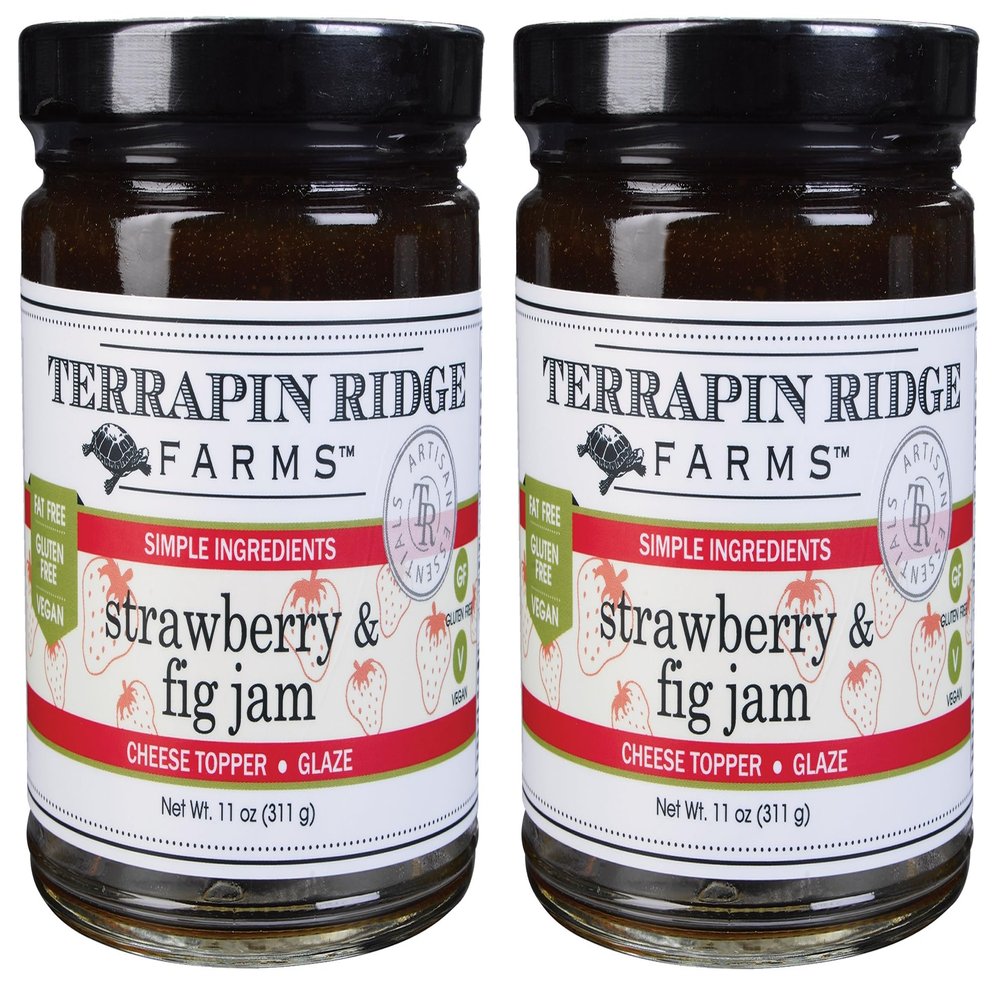 Terrapin Ridge Farms Gourmet Strawberry and Fig Jam  Sweet & Zesty Jam for Cheese, Pork, and More  Gluten Free, Vegan  11 oz jar (Pack of 2)