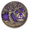 1 to 50 Year Twisted Tree of Life Sobriety Coin - Gold Plated AA Chips & Medallions - 42 Year Sobriety Coin - Purple view 1