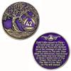 1 to 50 Year Twisted Tree of Life Sobriety Coin - Gold Plated AA Chips & Medallions - 42 Year Sobriety Coin - Purple view 3