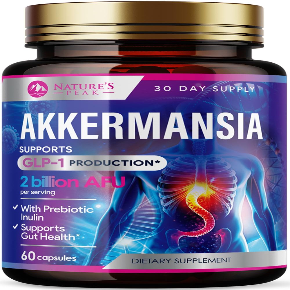 Akkermansia Probiotic 2 Billion AFU - Premium Akkermansia Muciniphila with Prebiotics for Women and Men - GLP-1 Support Supplement for Gut and Digestive Health - Bottled in USA - 60 Capsules