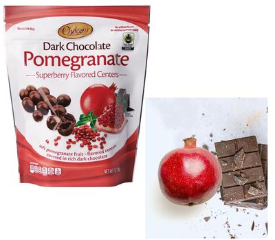 Superberry Pomegranate Dark Chocolate Bonbons Fair Trade Certified Premium Dark Chocolate Treats with Soft Pomegranate Center, No Artificial Colors or Flavors Delicious and Energizing Gourmet Candy for a Perfect Daily Indulgence, 7oz. resealable