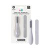 ezpz Baby-Led Toothbrush + Tongue Depressor Dual Pack (Pewter) - 100% Silicone Toothbrush + Silicone/Stainless Steel Tongue Depressor - Helps Set-up Infants for a Healthy Oral Care Routine view 1