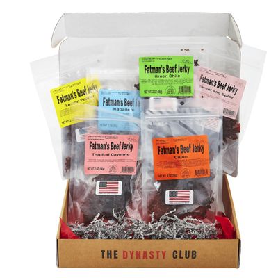 Jerky Dynasty Fatman's Beef Jerky Variety Pack - 6 Flavors Including Spicy Habanero, Green Chile & Savory Garlic Onion - Protein-Rich Snacks Variety Pack for Adults - Tasty Food for Sharing