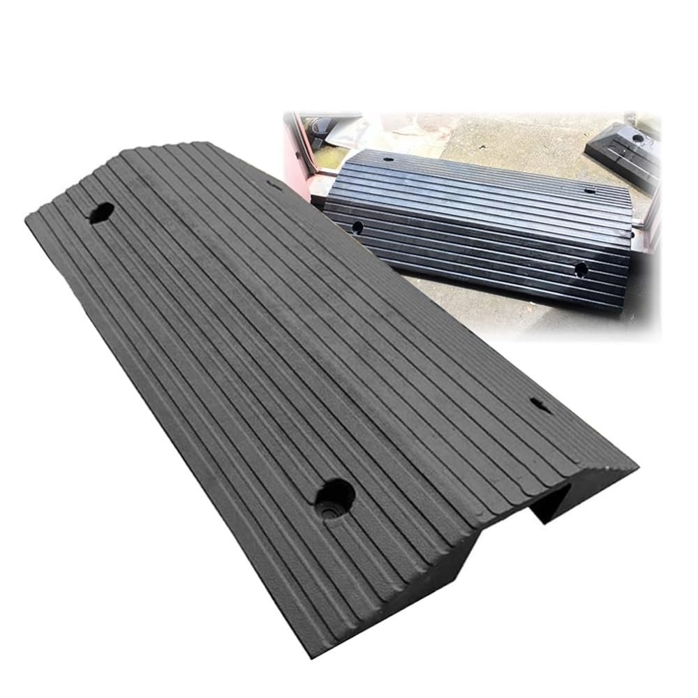 BERWDUXA Threshold Entry Ramp, Curved Bridge Ramp for Doorway, Wheelchair Transition Ramp, Rubber Driveway Curb Ramps, Handicap Ramp with Non-Slip Surface(80 * 45 * 10cm)