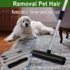 Pet Hair Remover, Rubber Broom Long Handle Floor Brush Mulitfunctional Carpet Rake Pet Hair Broom Carpet Squeegee with Telescoping Handle for Indoor Cleaning (Black) view 2