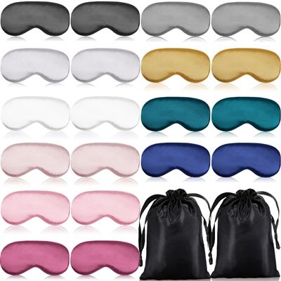 Dyrfolm 20 Pieces Silk Sleep Mask,Silk Masks for Sleeping,Eye Mask with Adjustable Strap,Soft Sleeping Mask Eye Cover,Comfortable Blindfold Eyeshade for Women Men Sleeping Travel Nap(Multicolored)