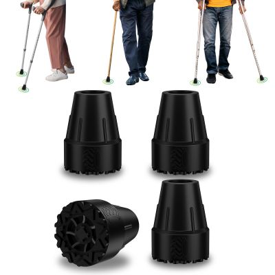 supregear Cane Tips 5/8 inch, Heavy Duty Rubber Replacement Tips for Canes and Walking Sticks, Non-Slip Extreme Grip 5/8" Crutch Feet Ends Caps with Metal Inserts, 4 Pack