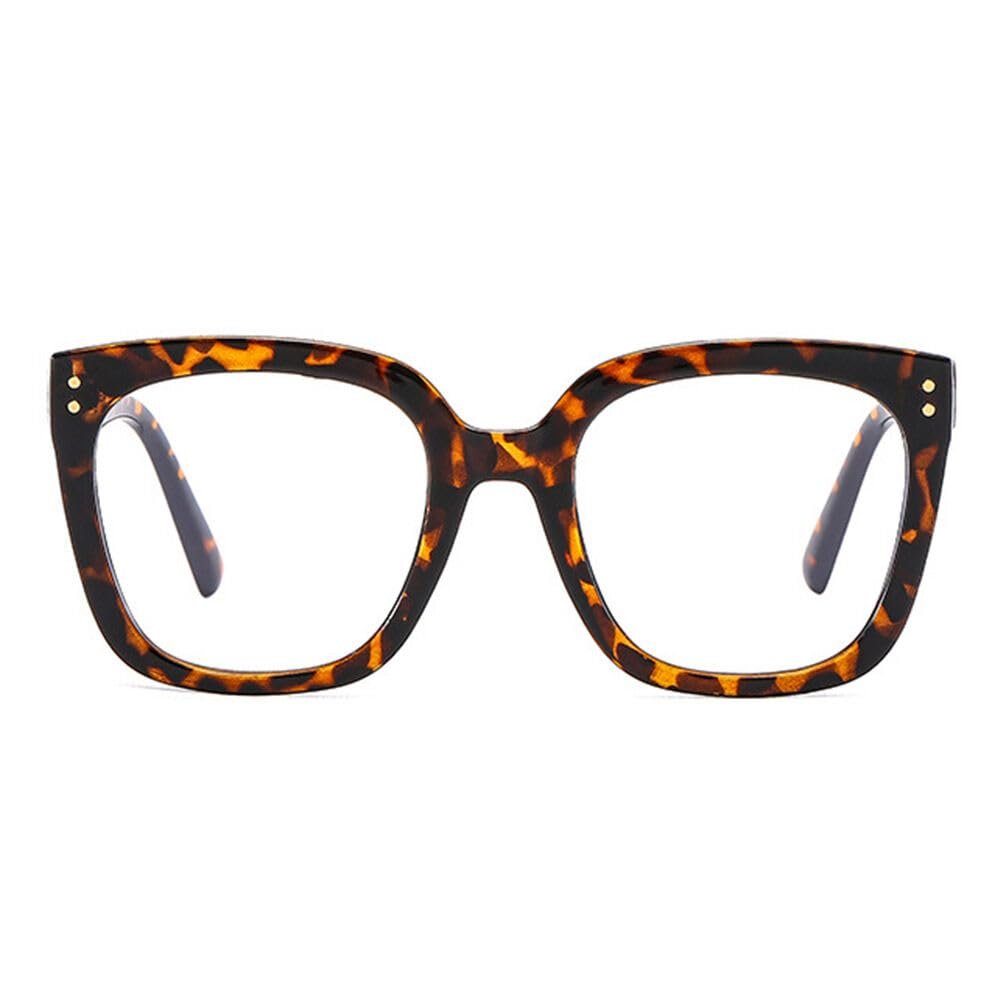 AOOLIA Overside Reading Glasses for Women Men, Trendly Clarity Reading Eyeglasses Eyewear, Blue Light Glasses for Computer (Tortoise, 0, x)