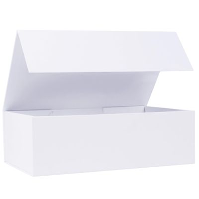LFBOX White Gift Box with Magnetic Lids 13.8x8.3x4.4 in, Large Bridesmaid Groomsman Proposal Boxes, Rectangle Storage Box 1 Pack