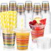 Jingmore 100 Pack 12 oz Fiesta Plastic Cups with Lids and Paper Straw Mexican Cup Clear Disposable Margarita Glasses Cinco De Mayo Party Decorations for Taco Hispanic Heritage Birthday Party Supplies view 1