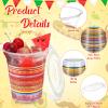 Jingmore 100 Pack 12 oz Fiesta Plastic Cups with Lids and Paper Straw Mexican Cup Clear Disposable Margarita Glasses Cinco De Mayo Party Decorations for Taco Hispanic Heritage Birthday Party Supplies view 3