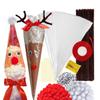 651 Pcs Christmas Cellophane Treat Bags,DIY Reindeer and Santa Claus Cone Shaped Treat Bags with Ties,Black Wiggle Googly Eyes,Brown Pipe Cleaners,Red White Pom Poms and Red Ribbon for Christmas Party Favor view 1