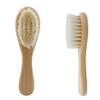 2-pcs Natural Goat Hair Baby Hair Brush - Hypoallergenic & Soft Wooden Handle for Delicate Scalp Massage & Relaxation - Perfect for Newborns & Toddlers view 1