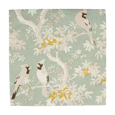 Caspari Scenic Songbirds Celadon Luncheon Napkins - 20 Per Package