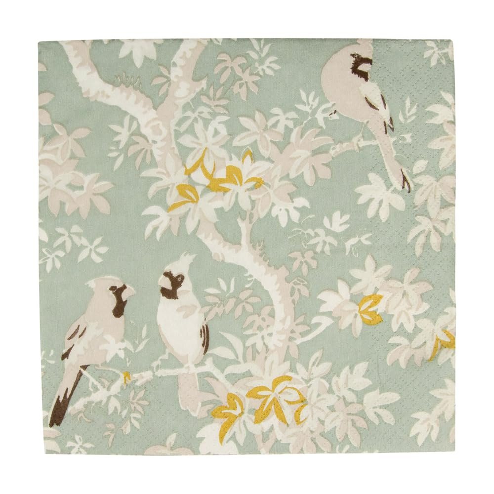 Caspari Scenic Songbirds Celadon Luncheon Napkins - 20 Per Package