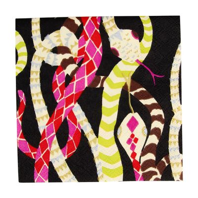 Caspari Serpentine Black Cocktail Napkins - 20 Per Package, 2 Packs