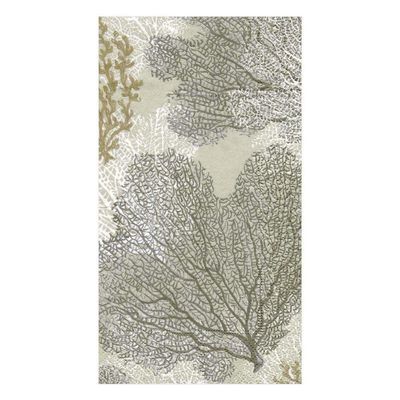 Caspari Sea Fans Paper Guest Towel Napkins in Taupe - 15 Per Package, 4 Packs