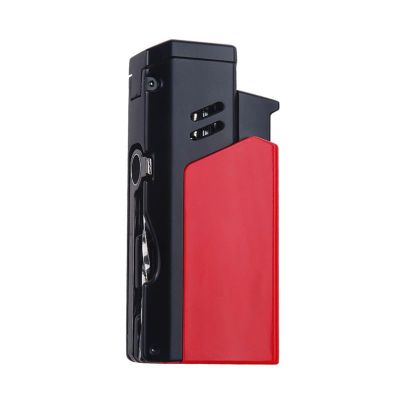 VWOUKTGB Metal Windproof Flame Lighter, Multi-Function Lighter, Adjustable Flame Rechargeable Butane Lighter, Suitable for BBQ, Outdoor, Camping, Best Gift for Men (Butane Not Included)(Black)
