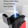 VWOUKTGB Metal Windproof Flame Lighter, Multi-Function Lighter, Adjustable Flame Rechargeable Butane Lighter, Suitable for BBQ, Outdoor, Camping, Best Gift for Men (Butane Not Included)(Black) view 3