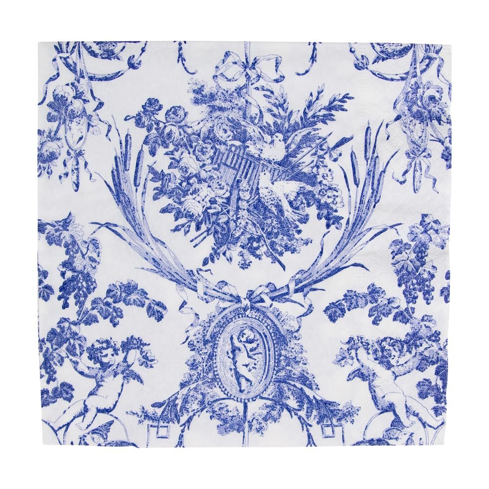 Caspari Romantic Toile Blue Luncheon Napkins - 20 Per Package, 2 Packs