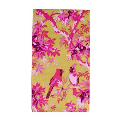 Caspari Scenic Songbirds Rose & Gold Guest Towel Napkins - 15 Per Package, 2 Packs