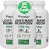 PRISTINE'S Lion's Mane Mushroom 1000mg (3 Pack) Brain Memory & Focus Adaptogen Supplement - 180 Day Supply - Cognitive Function & Immunity Health Memory Supplements for Adults - Vegan - Non-GMO view 1