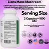 PRISTINE'S Lion's Mane Mushroom 1000mg (2 Pack) Brain Memory & Focus Adaptogen Supplement - 120 Day Supply - Cognitive Function & Immunity Health Memory Supplements for Adults - Vegan - Non-GMO view 4