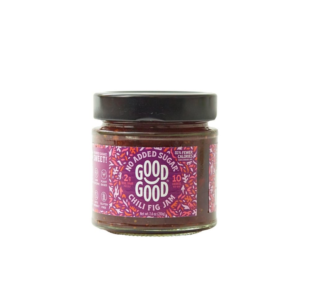 GOOD GOOD Chili Fig Jam - No Added Sugar - Low Calorie - Gluten Free and Vegan - Diabetic and Keto Friendly - 7.4oz / 210g (Pack of 1)