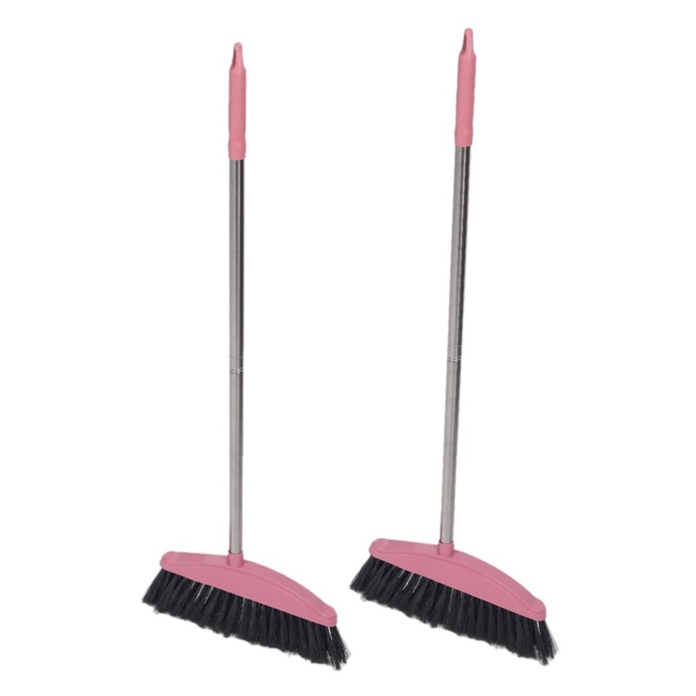 PRETYZOOM Long Handle Stainless Steel Broom for Household Cleaning Broom Standing Dustpan Decking
