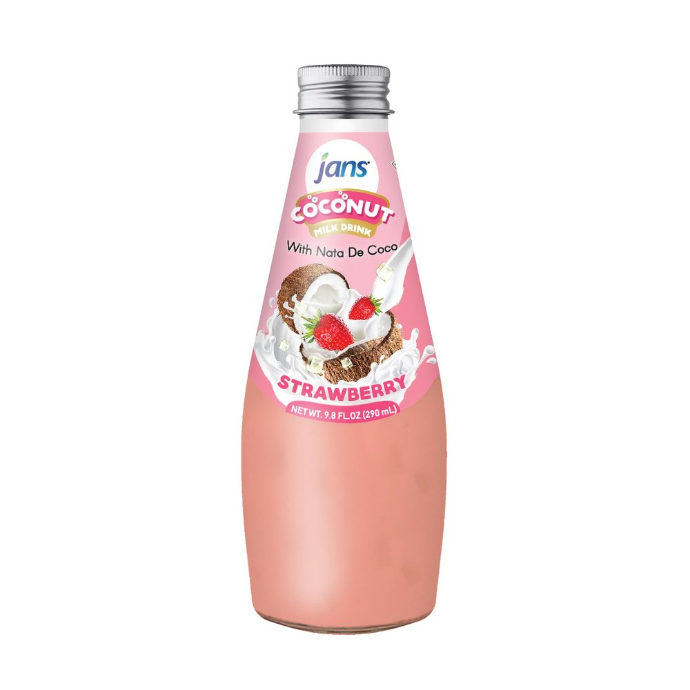 JANS - COCONUT MILK DRINK (with NATA DE COCO) STRAWBERRY 9.8 OZ (Pack of 6, Strawberry)