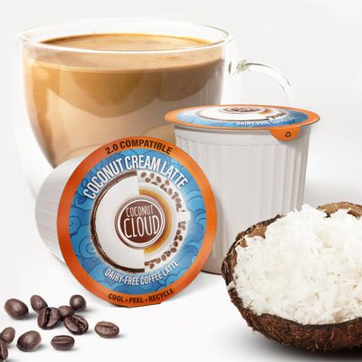 Coconut Cloud: Coconut Cream Vegan Latte K-Cup | All-in-One Coffee w/MCT Oil and Creamer | Gluten Free, Soy Free, Corn Free, & Non GMO, (18 Recyclable Pods)