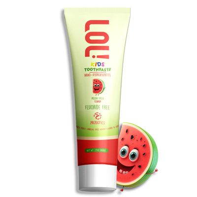 LOL Kids Toothpaste No Fluoride, Nano Hydroxyapatite Toothpaste, Probiotics, Xylitol Tooth Paste Kids | Remineralizing | Natural | Plant-Based Foam | Pasta De Dientes para Nios (Watermelon)