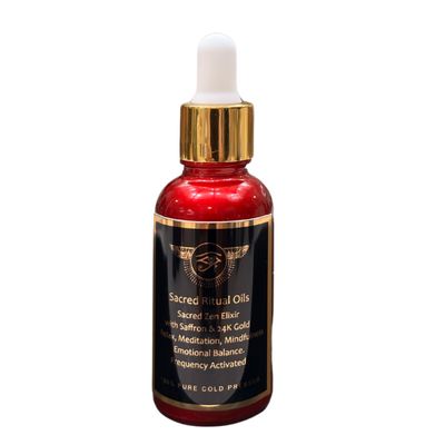 30ML Sacred Ritual Oils Sacred Zen Elixir with Saffron & 24K Gold, Relaxation, Meditation, Mindfulness, Emotional Balance, Frequency Activated & Monatomic Plasma Gold
