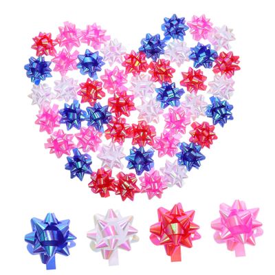 BEBEMOKO 30pcs Christmas Pull Bows for Present Wrapping Decorative Star Present Box Ribbons Self-Adhesive Mixed Color Holiday Adornments for Festivals and Parties
