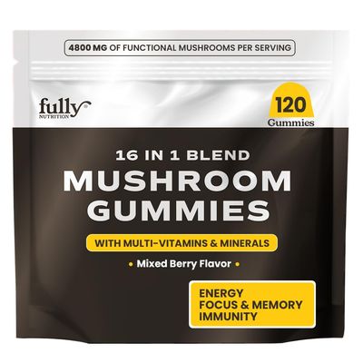 16 Blend Mushroom Gummies - Mushroom Gummies for Adults, Mushroom Supplement with Chaga, Lions Mane, Reishi, Cordyceps for Focus & Clarity, Supports Microdosing Mushrooms - Mixed Berry