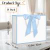 12 Pcs White Gift Bags with Handles 12.6x4.5x10 Inches Large Paper Bags with Bow Ribbon and Tissue Paper Gift Wrap Bags for Birthday Bridesmaid Party Wedding Baby Shower Valentines , White-Light Blue view 2