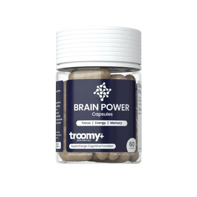 Troomy Brain Power Supplement - Daily Wellness Supplement with Citicoline, Lions Mane, and Cordyceps - Plant-Based Formula for Routine Support, Everyday Balance, and General Wellness - 60 Capsules