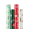 Christmas Wrapping Paper (4 Rolls: 93 sq. ft. ttl) Reindeer, Christmas Pine Tree Leaf, Snowflakes, Rabbit Squirrel Bird Fox- Holiday Elements Collection for Gifts - 17 inches x 16.5 feet Per Roll view 1