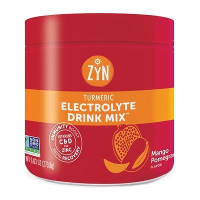 ZYN Electrolyte Hydration Drink Mix (30 Servings), Mango Pomegranate Electrolytes Powder, Hydrating Formula w/Turmeric Curcumin, Vitamin C & D, Zinc, Electrolyte Support Drink Mix