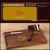 Black Walnut Rolling Tray 11"x7" Tray Rolling Tray Set with Cleaning Brush and Scoop Card - Accessories for Rolling Papers, Grinders - Tray with Smooth Rounded Edges view 4