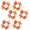 6Pcs Fall Candle Rings Wreaths, Artificial Pumpkin Maple Leaf Holder Rings, Artificial Pumpkin Maple Leaf Candle Garland with Berries Autumn Candle Wreaths for Home Table Decoration view 1