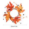 6Pcs Fall Candle Rings Wreaths, Artificial Pumpkin Maple Leaf Holder Rings, Artificial Pumpkin Maple Leaf Candle Garland with Berries Autumn Candle Wreaths for Home Table Decoration view 2
